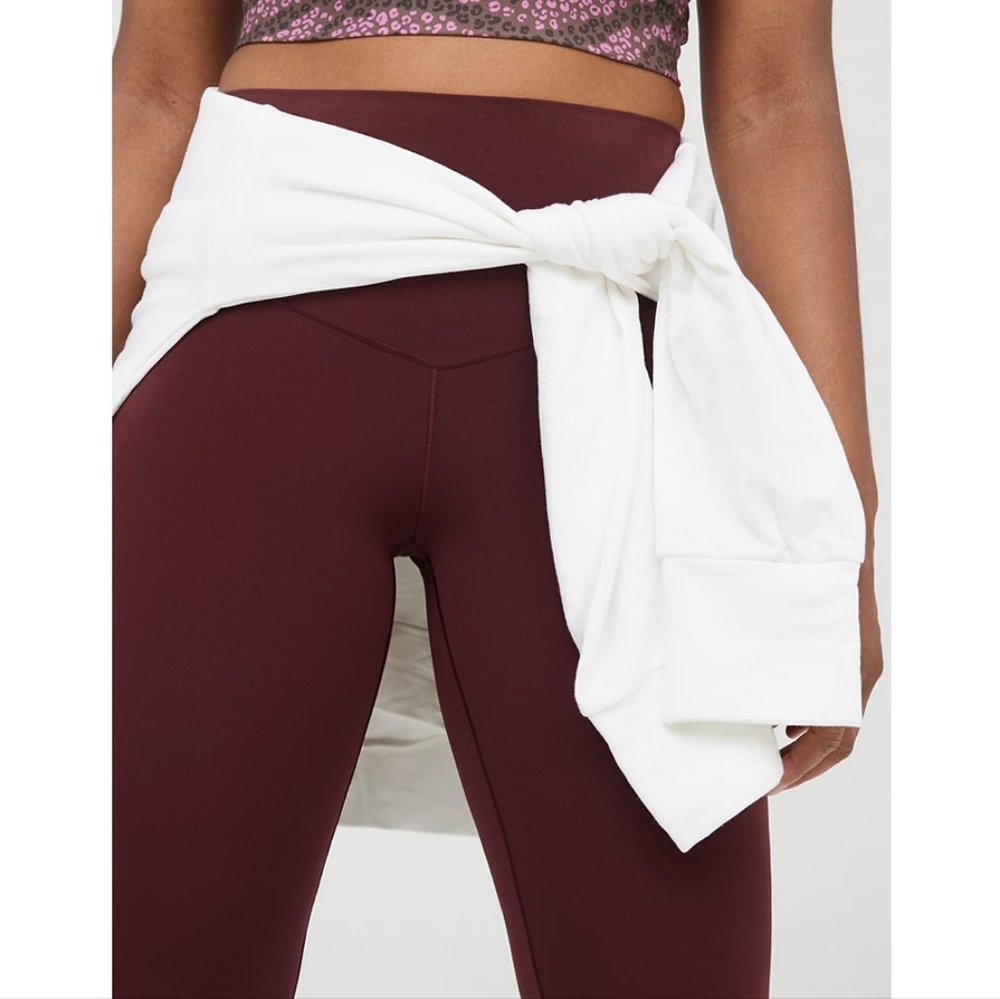 Aerie Offline AEO Real Me High Rise Leggings Burgundy Yoga Workout Activewear XL - Picture 3 of 7